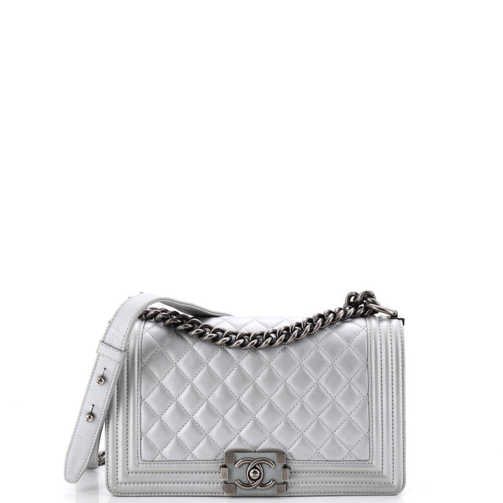 Chanel Old Medium Boy Flap Bag Quilted Calfskin
